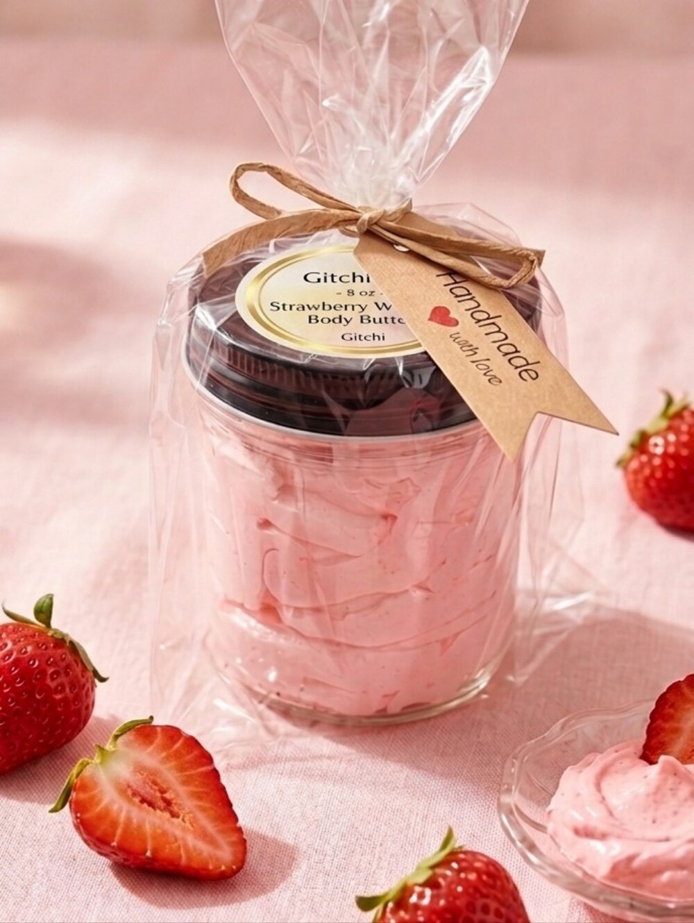 Strawberry 8 Oz Whip Body Butter - Pink